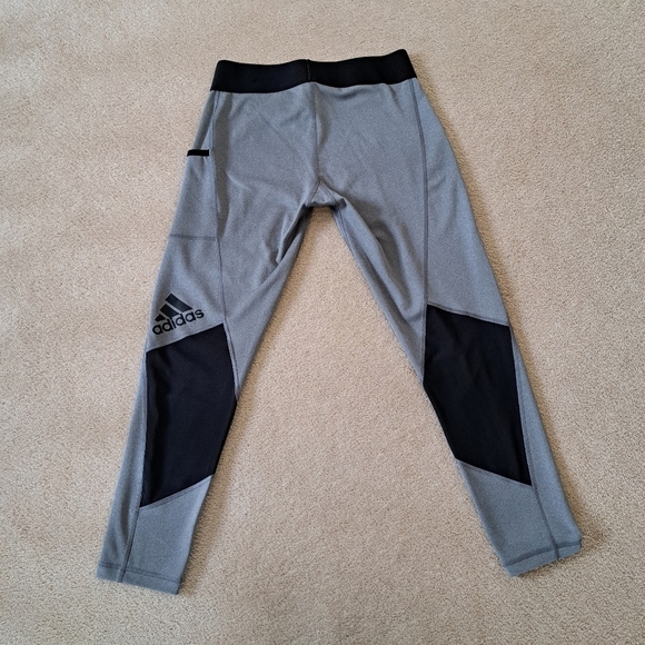 Adidas Aeroready Leggings Women's Medium Grey Black Mesh Panel Activewear Pants - Picture 6 of 8